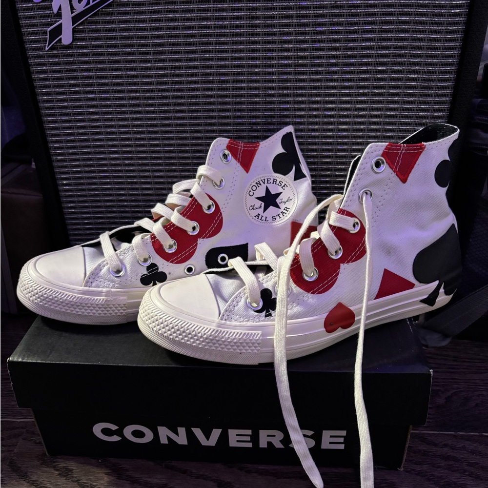 Converse High-Tops with Card Suit Accents